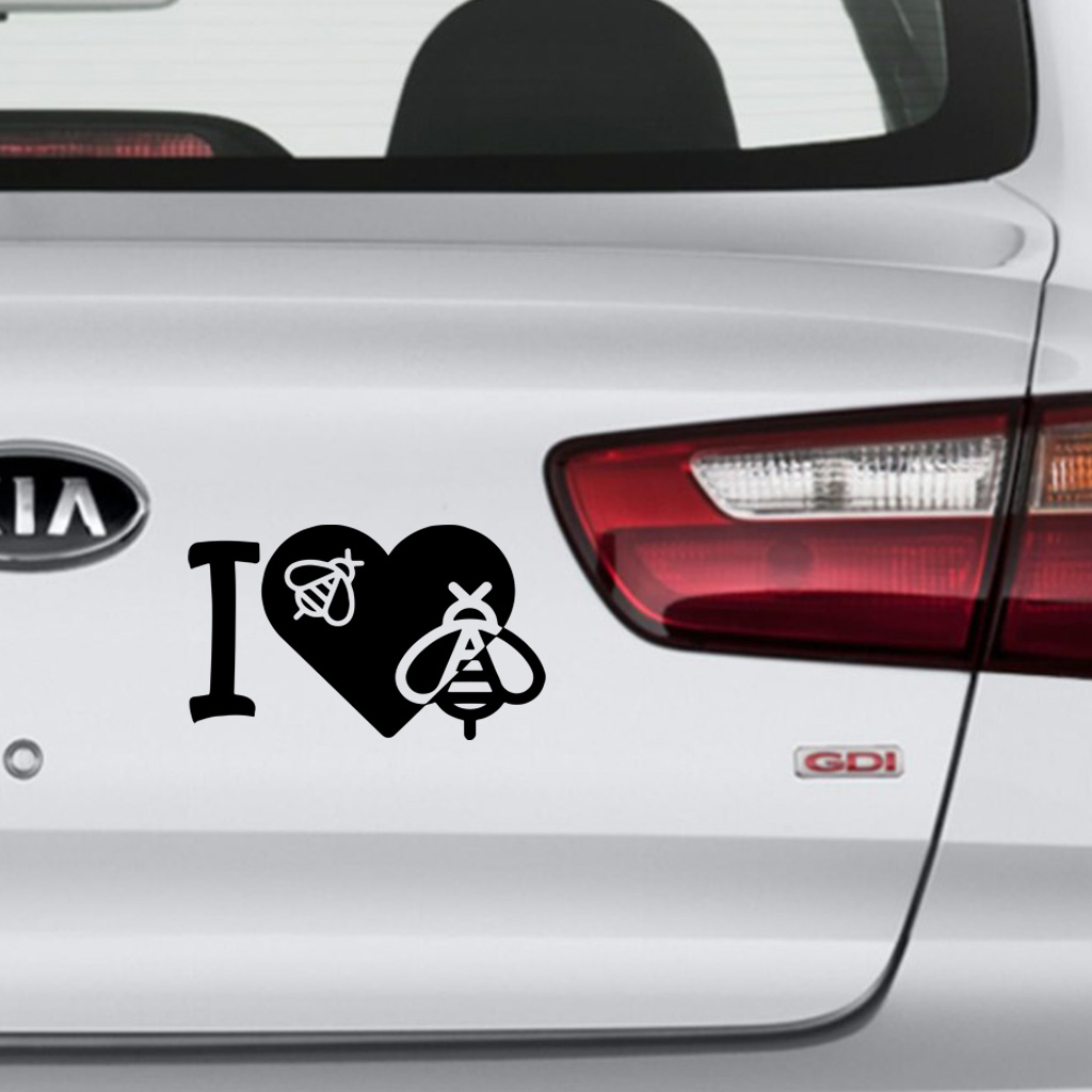 Sticker I love bees - schwarz