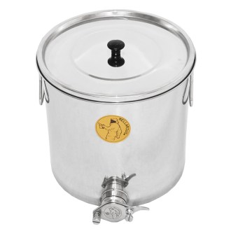 Abfüllkübel 25 kg aus Rostfrei-Quetschhahn Mellarius