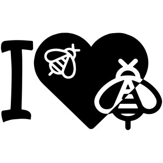 Sticker I love bees - schwarz