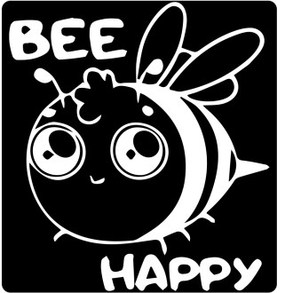 Aufkleber Bee Happy - Weiß