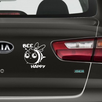 Aufkleber Bee Happy - Weiß