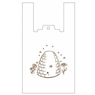 Plastiktaschen mit Griffen - mit Bienenstock - 22 x 38 cm - 200 Stk.