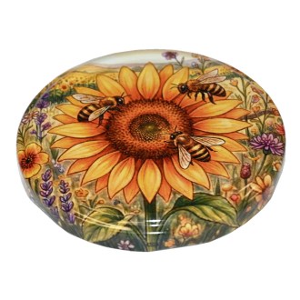 Deckel für Glas TO 82 - Gemalte Sonnenblume - HOJ4