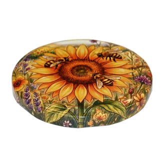 Deckel für Glas TO 82 - Gemalte Sonnenblume - HOJ4