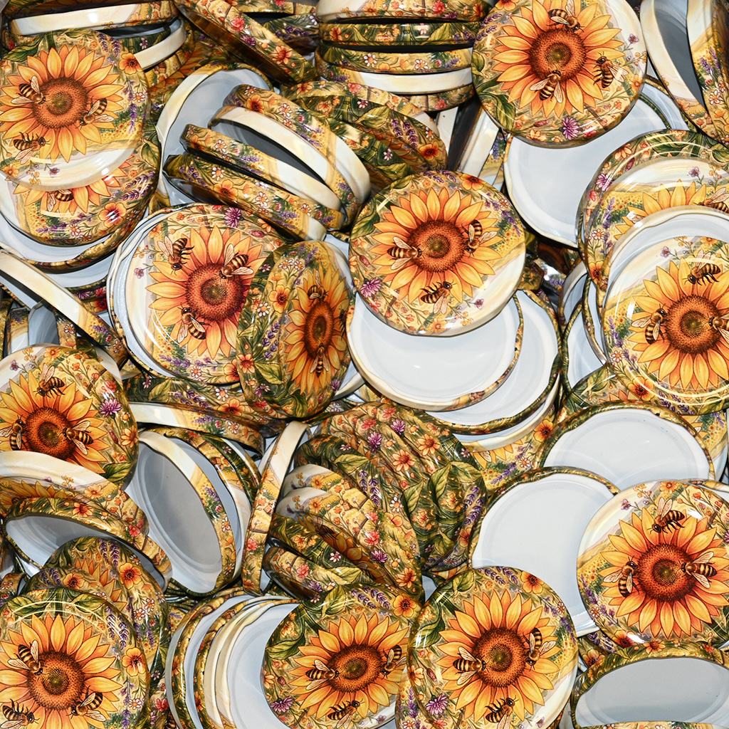 Deckel für Glas TO 82 - Gemalte Sonnenblume 700 Stk. - ganze Kiste - HOJ4