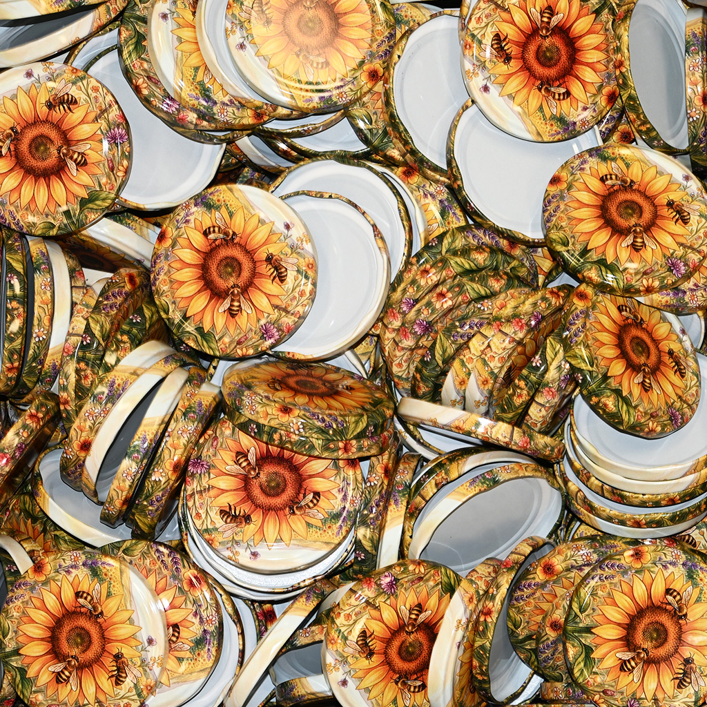 Deckel für Glas TO 82 - Gemalte Sonnenblume 700 Stk. - ganze Kiste - HOJ4